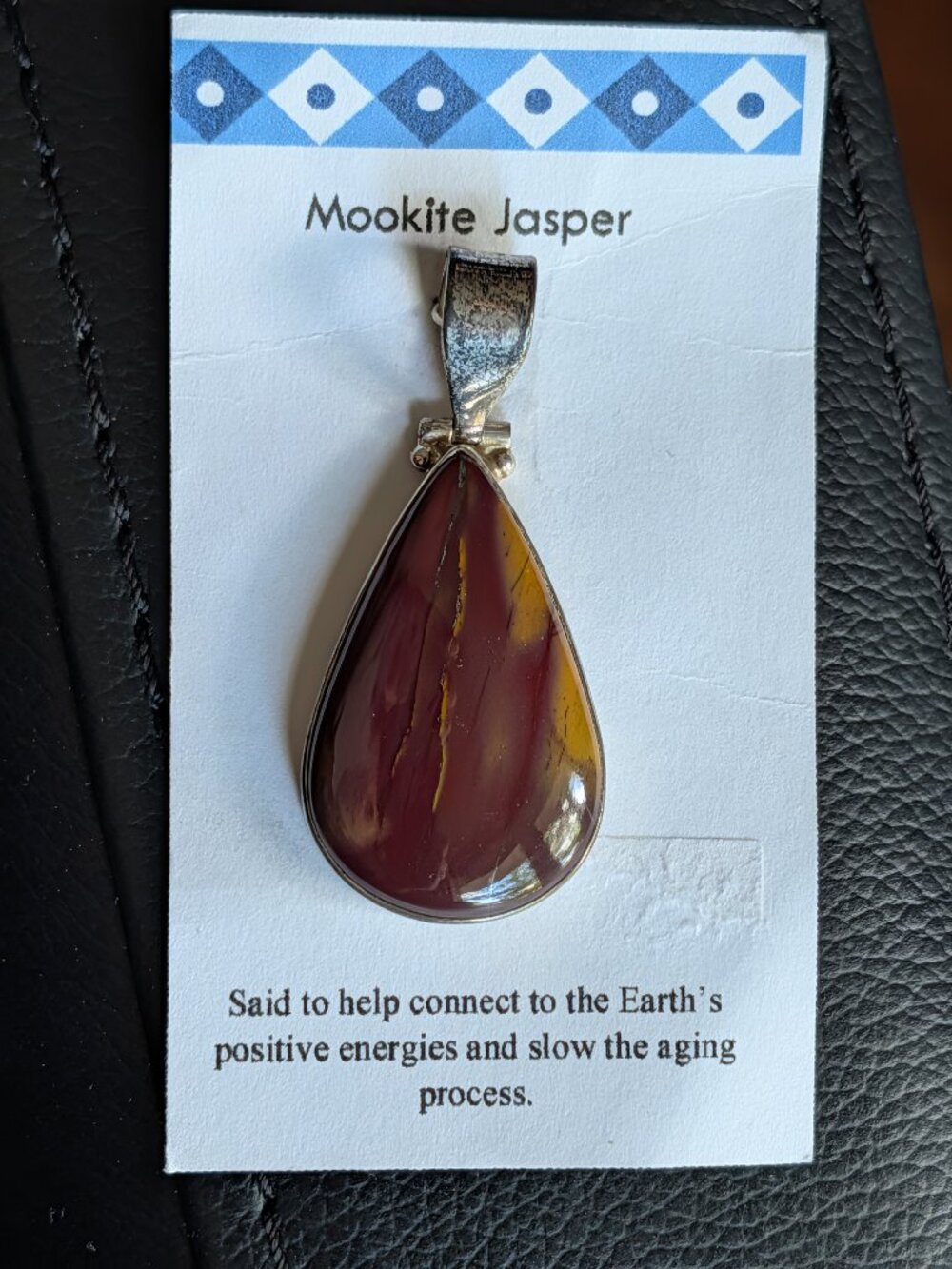 Mookite Jasper Necklace Pendant 925 Sterling Silver Healing Crystal Stone